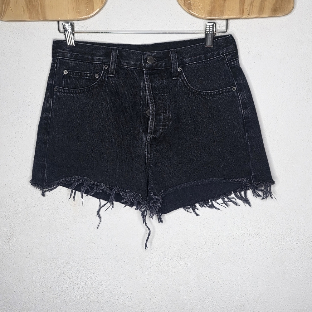 Aritzia Denim Forum Size 25 The Ex-Bf Hi-Rise Denim Shorts Black